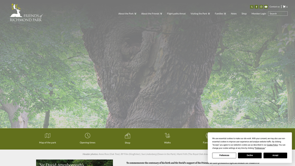 Screenshot of the The Friends Of Richmond Park website