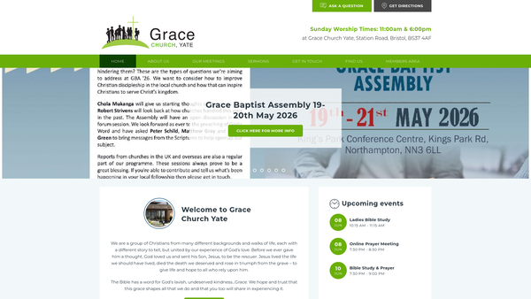 Screenshot of the Grace Church Yate website