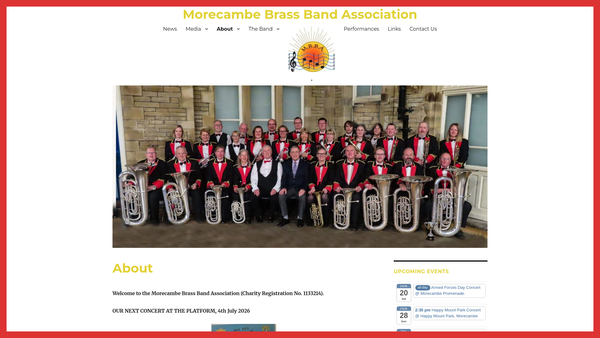 Screenshot of the Morecambe Brass Band Association website