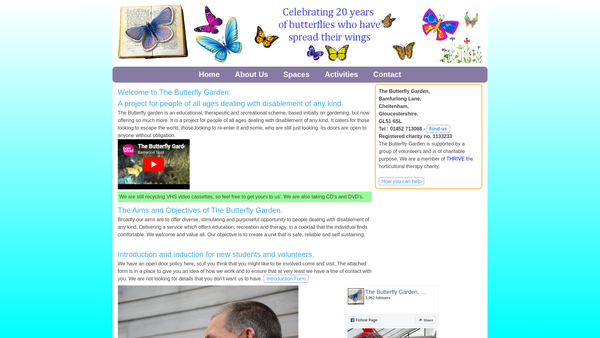 Screenshot of the The Butterfly Garden website