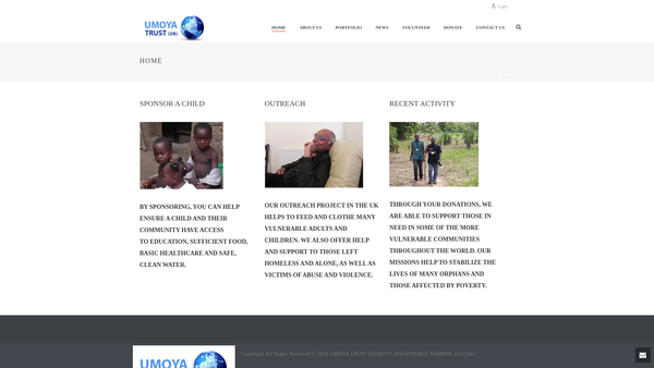 Screenshot of the Umoya Trust UK website