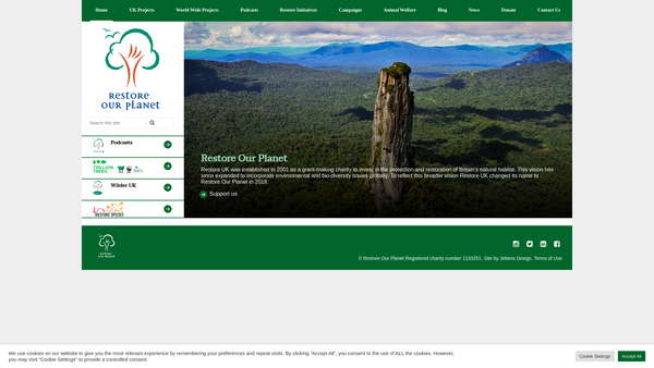 Screenshot of the Restore Our Planet website