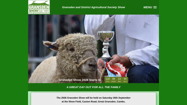 Screenshot of the Gransden And District Agricultural Society website