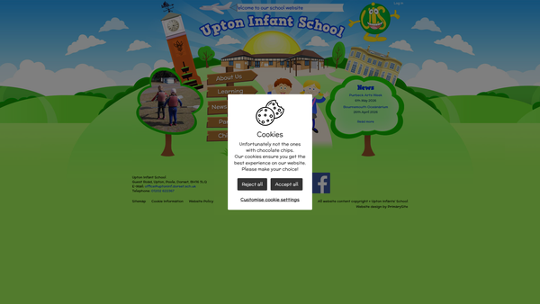 Screenshot of the Upton Infant School website