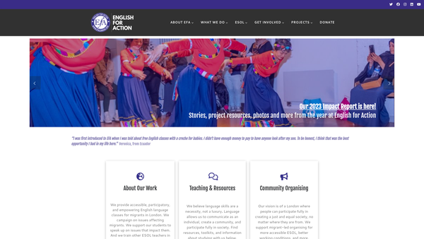 Screenshot of the Efa London website