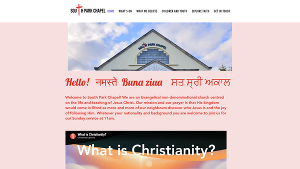 Screenshot of the South Park Chapel website