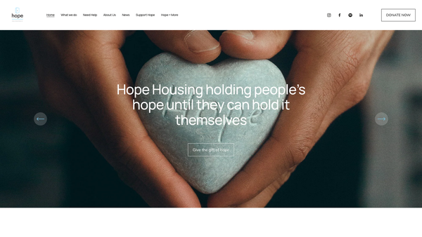 Screenshot of the Hope Housing, Training And Support Limited website