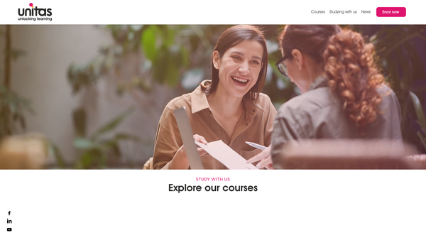 Screenshot of the Unitas website