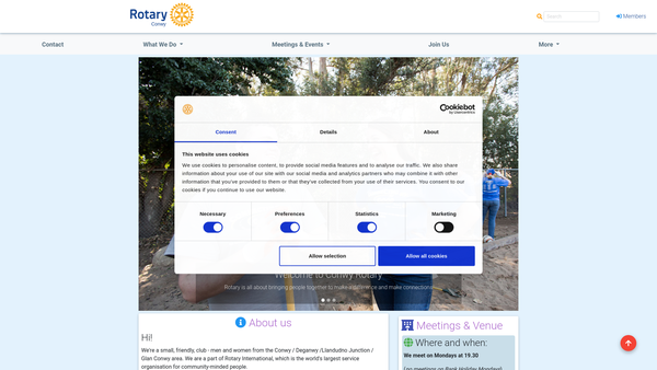 Screenshot of the Rotary Club Of Conwy Trust Fund website
