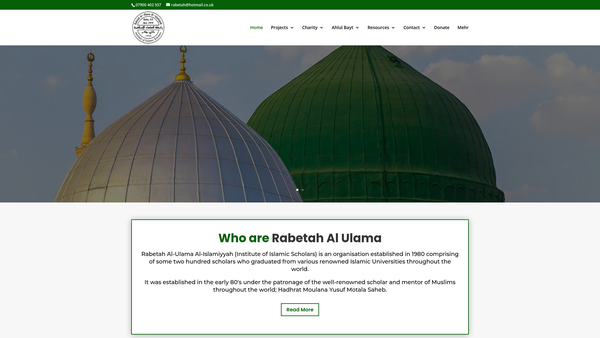 Screenshot of the Rabetah Al-Ulama Al-Islamiyyah website