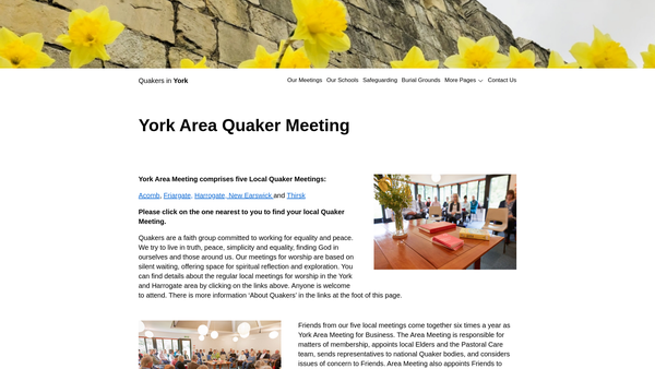 Screenshot of the York Area Quaker Meeting website