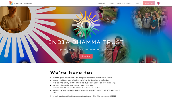 Screenshot of the The India Dhamma Trust website