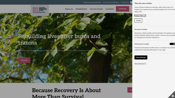Screenshot of the Katie Piper Foundation website