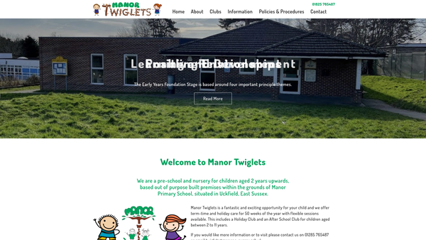 Screenshot of the Manor Twiglets Nursery Limited website