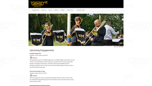 Screenshot of the Grimsdyke Brass website