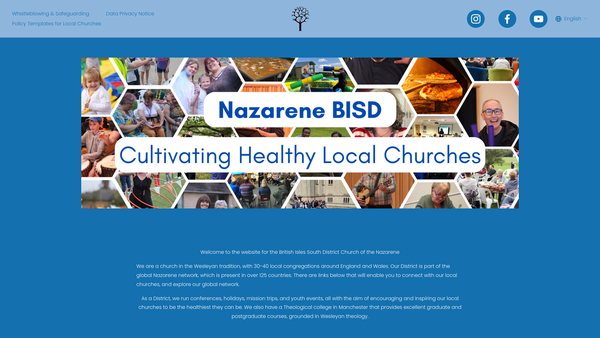 Screenshot of the Church Of The Nazarene British Isles South District website