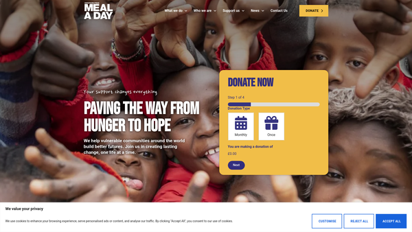 Screenshot of the Christadelphian Meal A Day Fund website