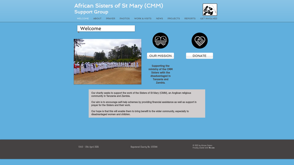 Screenshot of the African Sisters Of St. Mary (Cmm) Support Group website