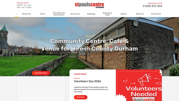 Screenshot of the St Pauls (Spennymoor) Centre Ltd website