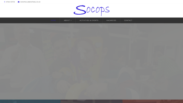 Screenshot of the Socops website