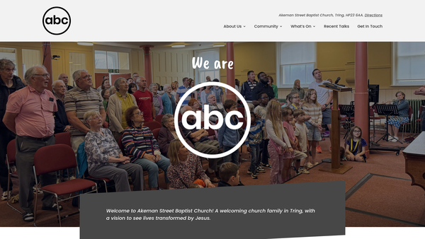 Screenshot of the Akeman Street Baptist Church website