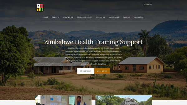Screenshot of the Zimbabwe Health Training Support website
