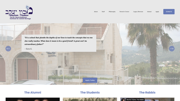 Screenshot of the UK Friends Of Machon Yaakov website