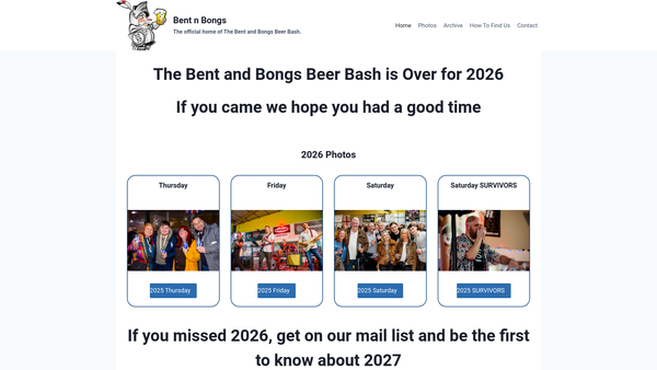 Screenshot of the Bent & Bongs Charitable Trust website