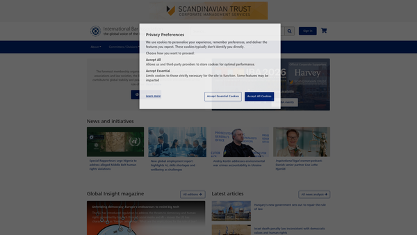 Screenshot of the International Bar Associations Human Rights Institute Trust website