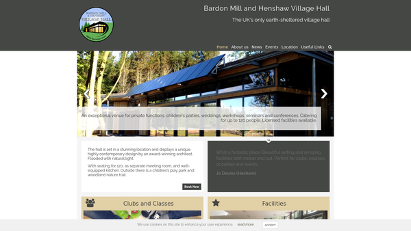 Screenshot of the Bardon Mill And Henshaw Village Hall And Community Projects Group website