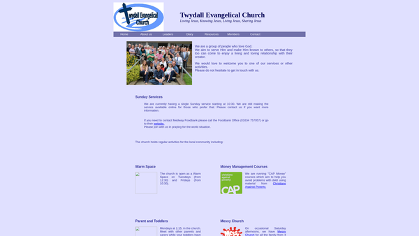 Screenshot of the Twydall Evangelical Church website