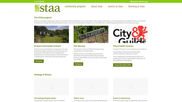 Screenshot of the Staa website