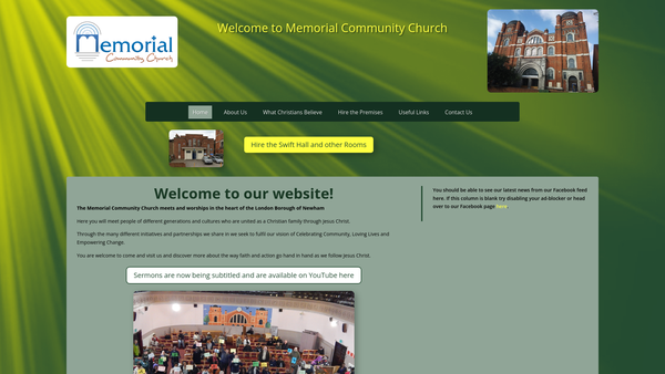 Screenshot of the Memorial Community Church website