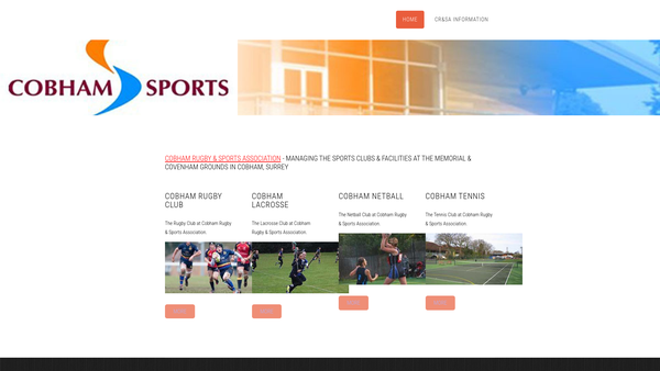 Screenshot of the Cobham Rugby & Sport Association website