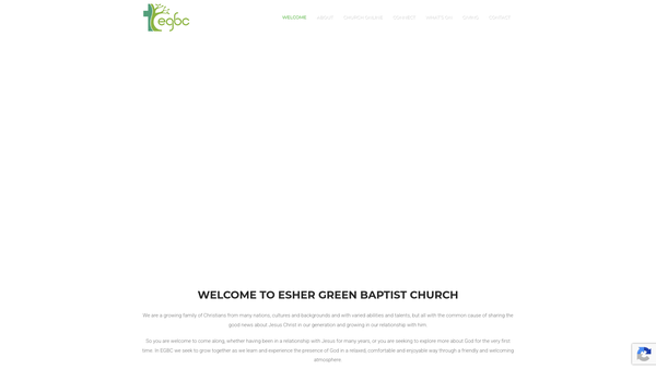 Screenshot of the Esher Green Baptist Church website