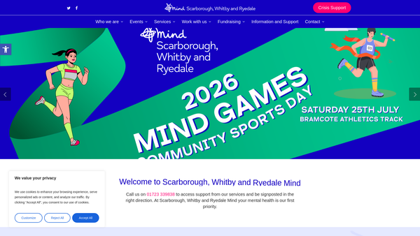 Screenshot of the Scarborough, Whitby and Ryedale Mind website