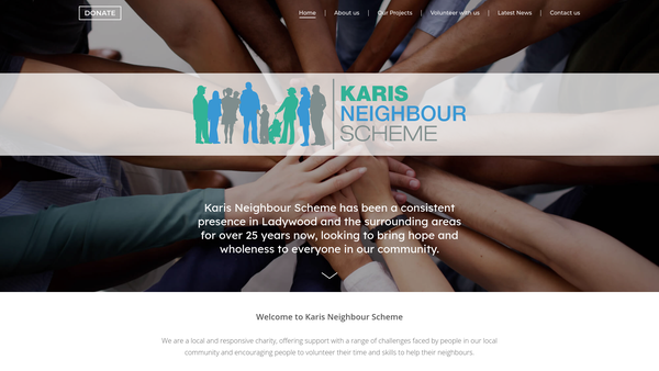 Screenshot of the Karis Neighbour Scheme website