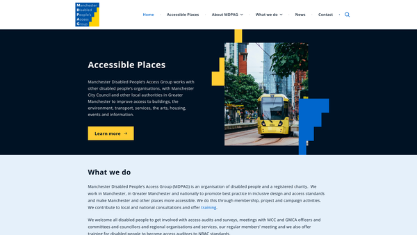 Screenshot of the Manchester Disabled People's Access Group website