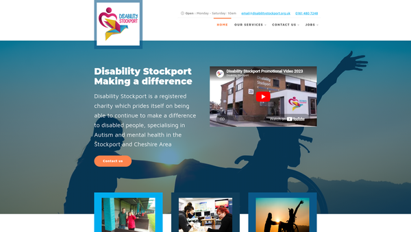Screenshot of the Disability Stockport CIO website