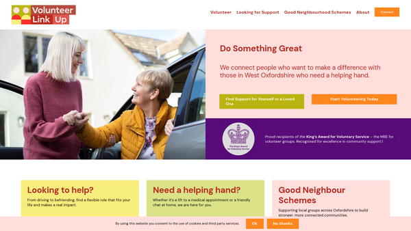 Screenshot of the Volunteer Link-Up (West Oxfordshire) website