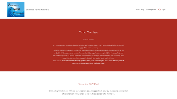 Screenshot of the Emmanuel Revival Ministries website