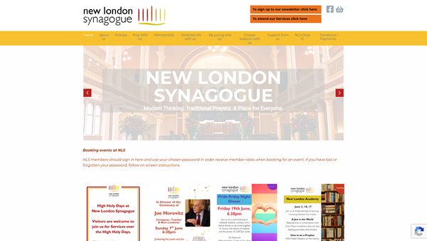 Screenshot of the The New London Synagogue website