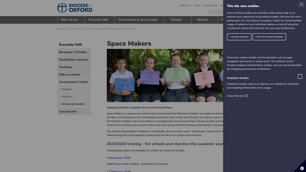 Screenshot of the Oxford Diocesan Board Of Education website