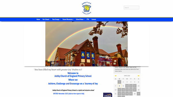 Screenshot of the Ashby Church Of England Primary School PTA website
