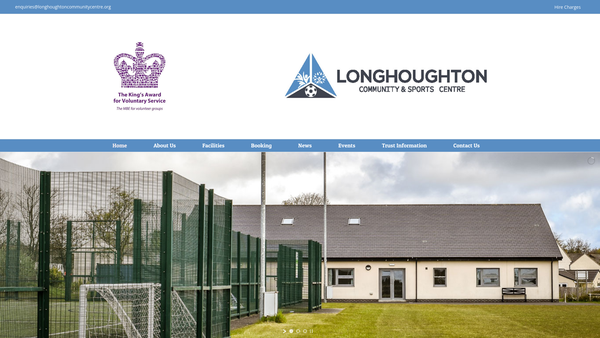 Screenshot of the Longhoughton Community And Sports Centre Trust website