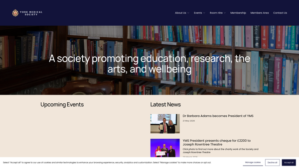 Screenshot of the York Medical Society website