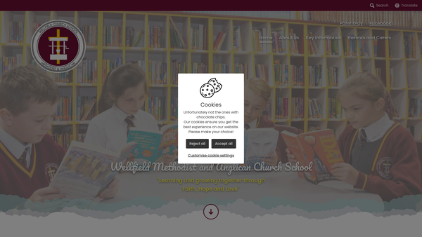 Screenshot of the Wellfield Church School PTFA website