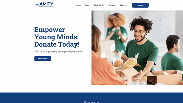 Screenshot of the Amity Educational Foundation website