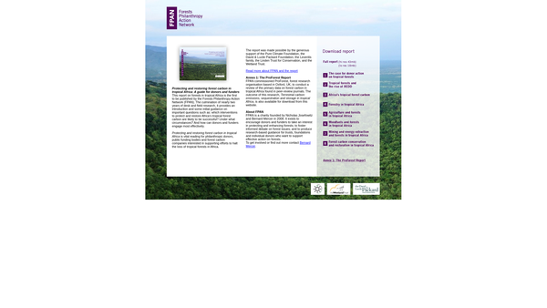 Screenshot of the Forests Philanthropy Action Network website
