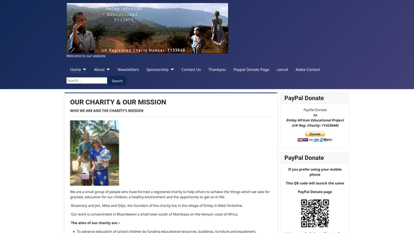 Screenshot of the Emley African Educational Project website
